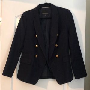 Military style blazer in navy tweed